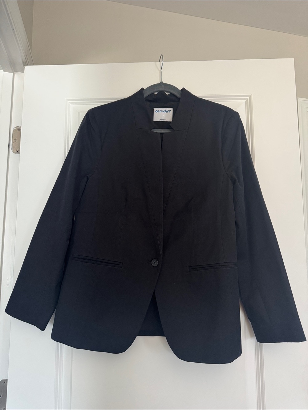 Old Navy Black Women's Notchless Single-Button Blazer